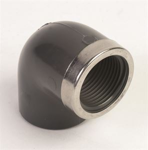 Adaptor elbow plain-thread w metal reinforcing ring_pvc